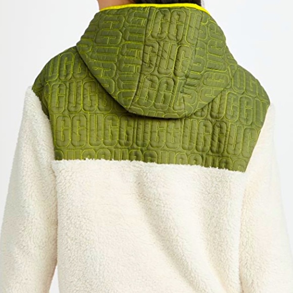 NWT Vintage UGG® Womens Iggy Faux Fur Hooded Half-Zip Pullover - Picture 3 of 5